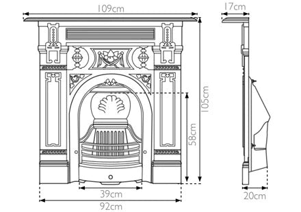 Victorian Large Cast Iron Combination Fireplace