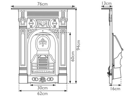 Victorian Small Cast Iron Combination Fireplace