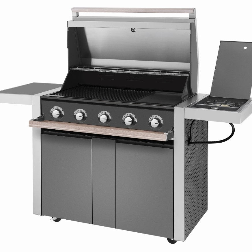 BeefEater 1500 Series - 5 Burner BBQ & Side Burner Trolley