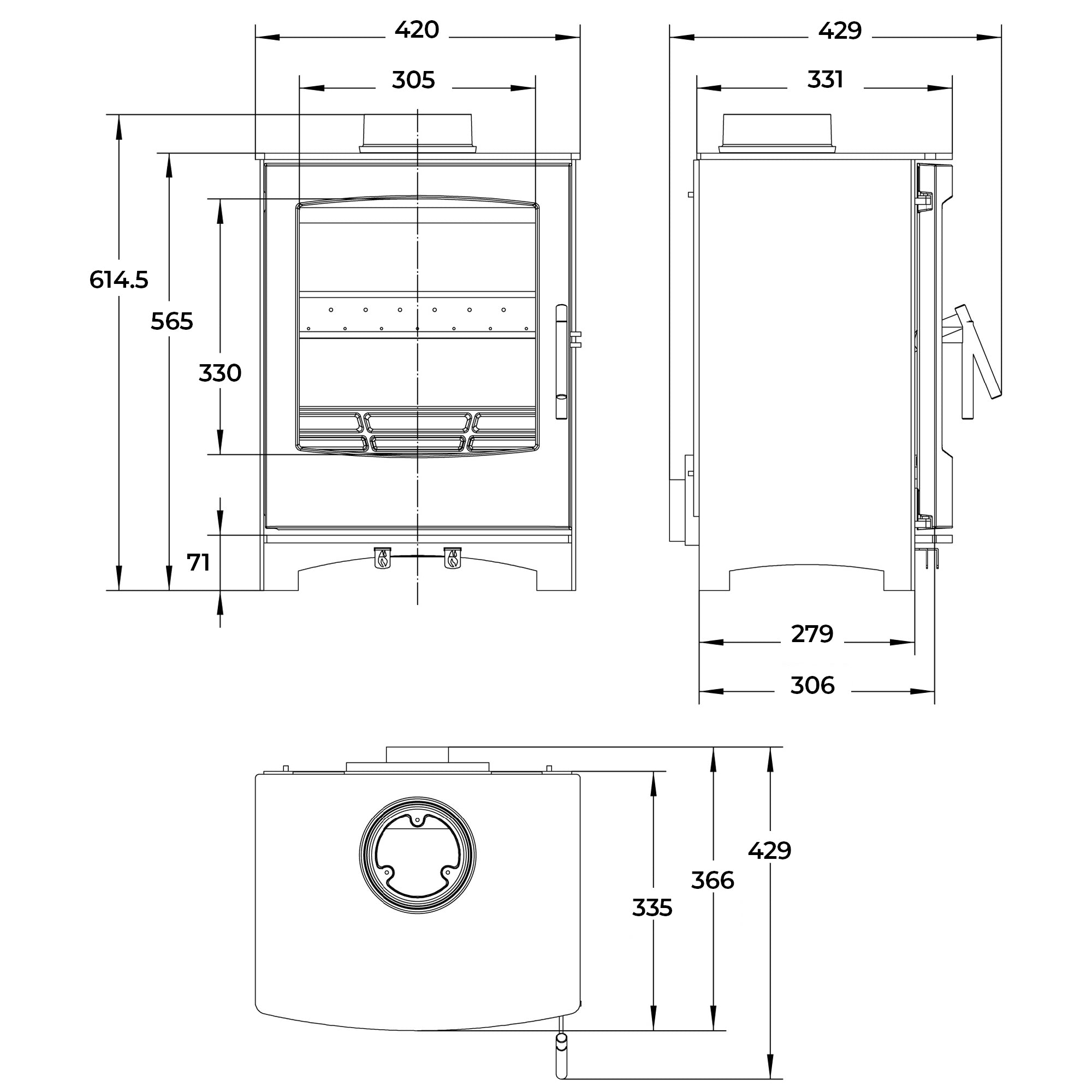 Mi-Fires Medium Tinderbox Multifuel Stove 5kW ECODesign