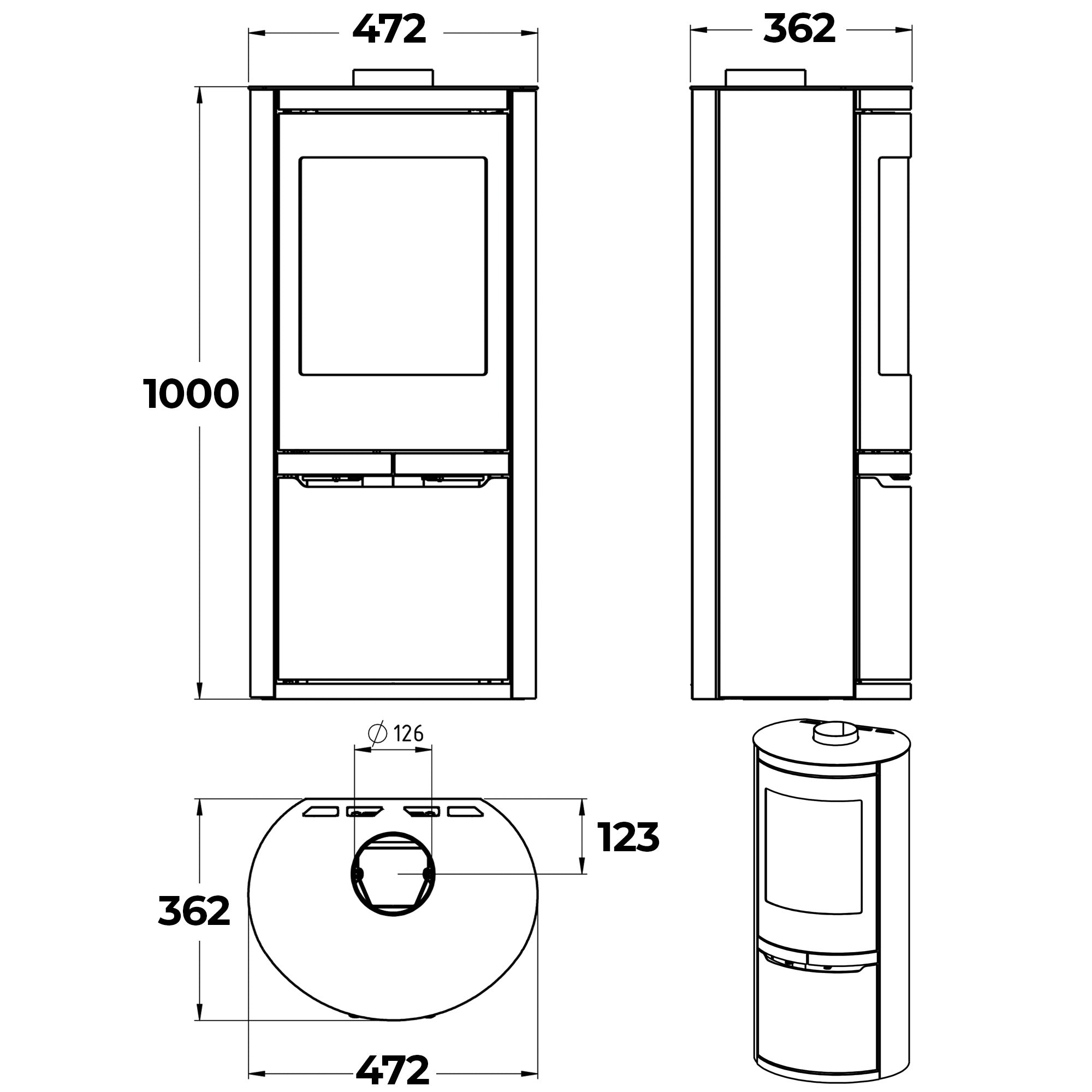 Mi-Fire Ovale T - Tall with Door - Wood Burning Stove