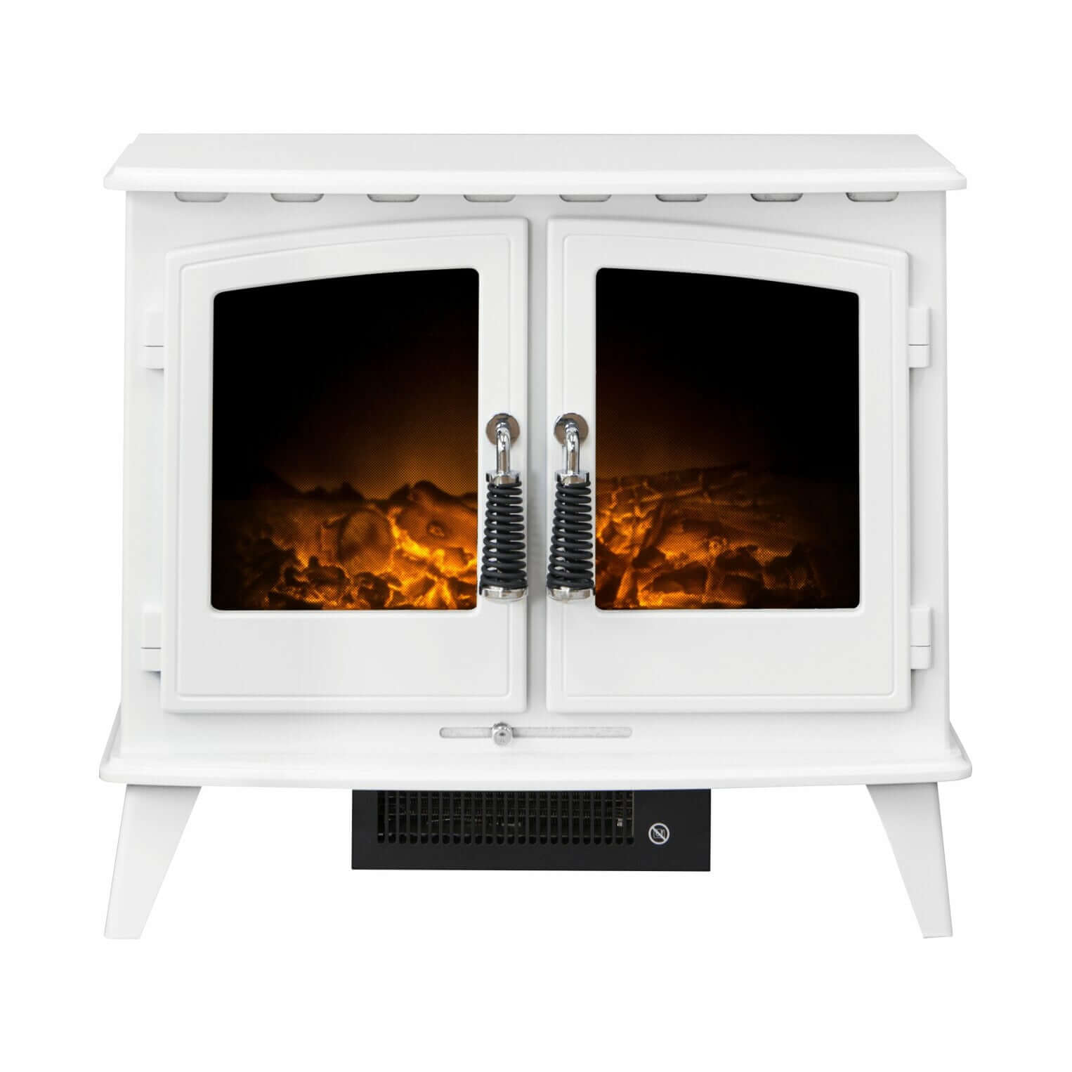 Adam Woodhouse Electric Stove in Pure White - Glowing Flame