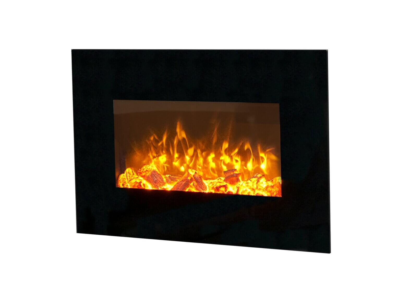 Sureflame WM-9334 Electric Wall Mounted Fire with Remote in Black, 26 Inch - Glowing Flames