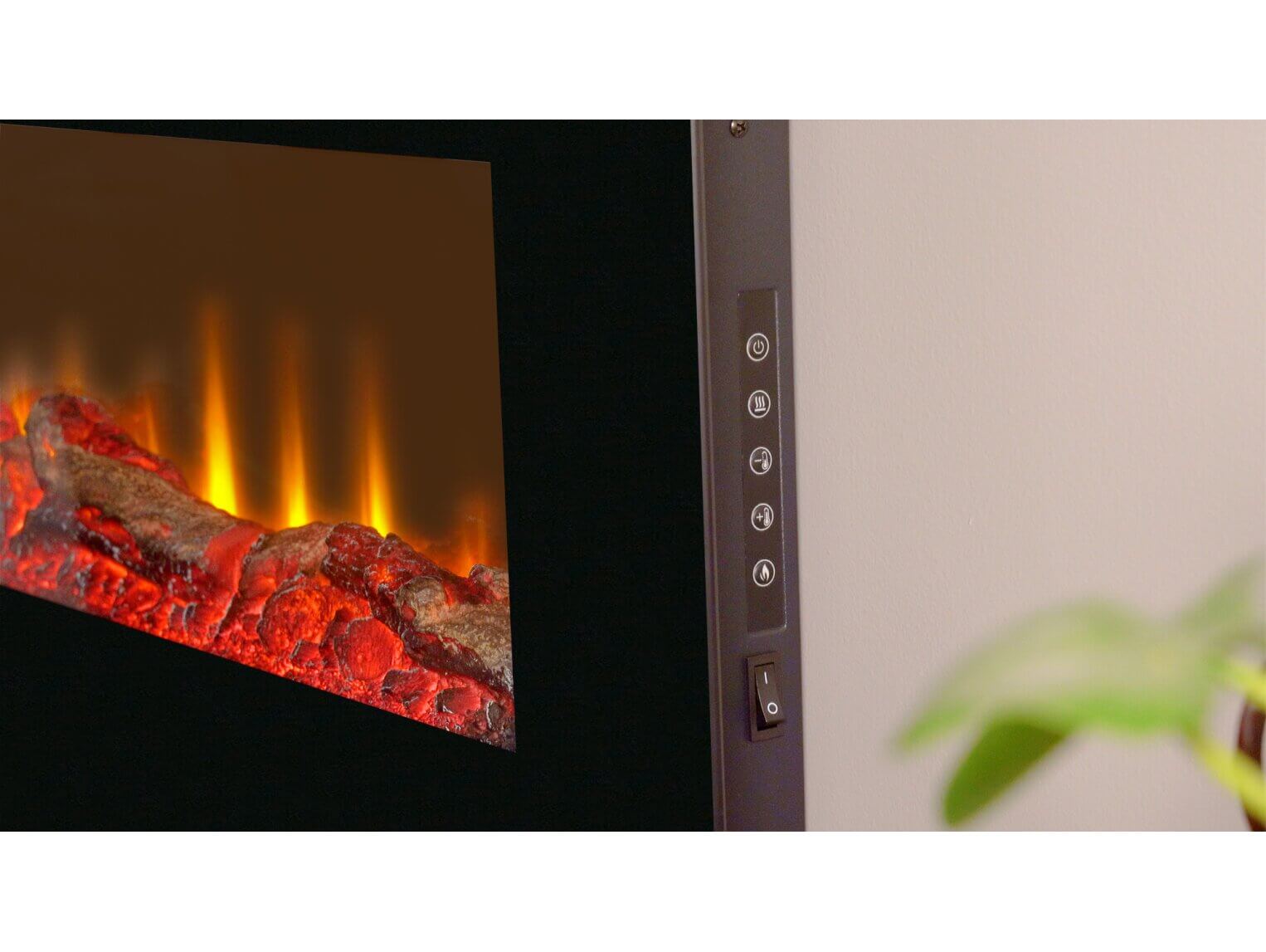 Sureflame WM-9331 Electric Wall Mounted Fire with Remote in Black, 42 Inch - Glowing Flames