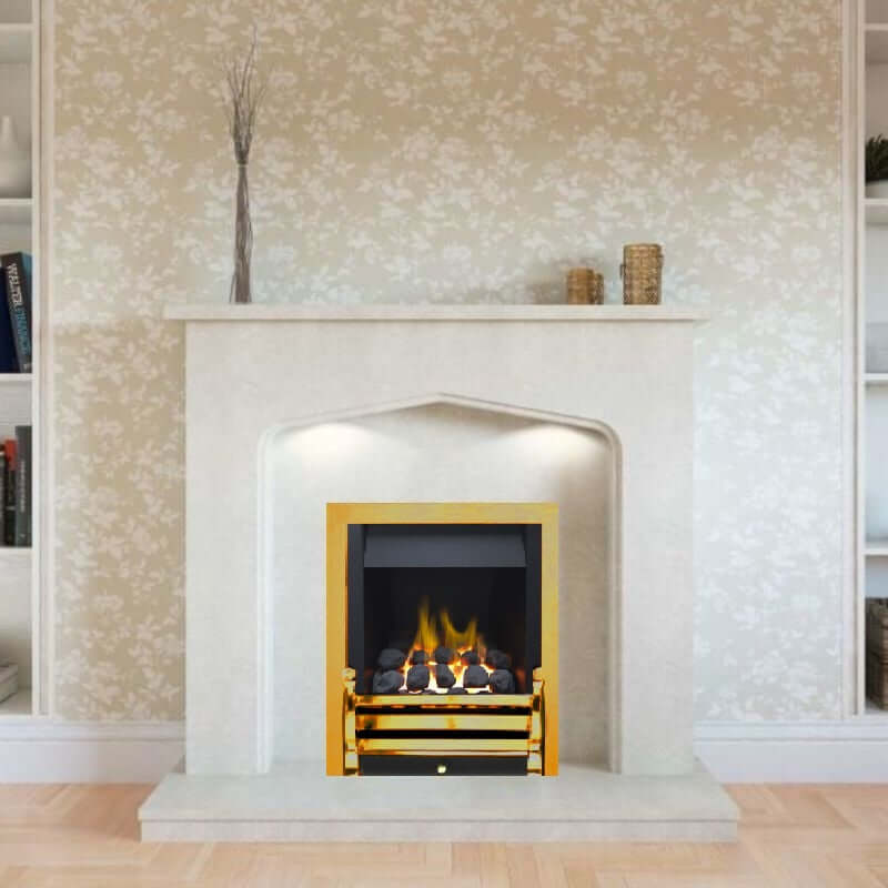 Daisy High Efficiency Coal Effect Gas Fire with Brass Fret and Trim - Glowing Flames