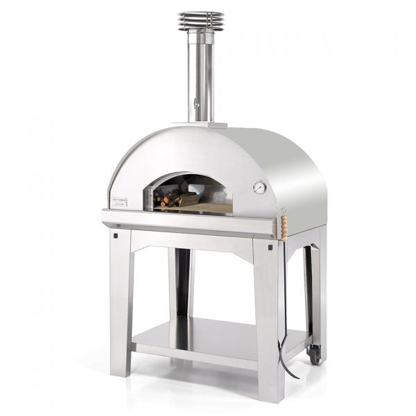 Fontana Forni Mangiafuoco Stainless Steel Wood Burning Pizza Oven Including Trolley
