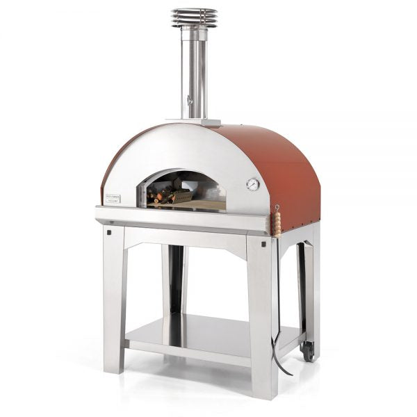 Fontana Forni Mangiafuoco Rosso Wood Pizza Oven Including Trolley