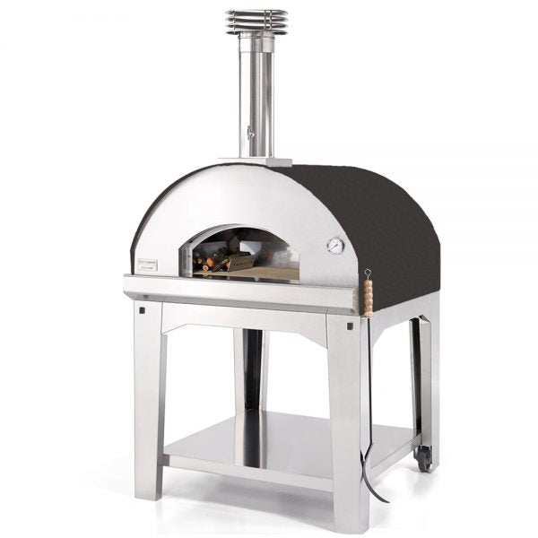 Fontana Forni Marinara Anthracite Wood Fired Pizza Oven Including Trolley