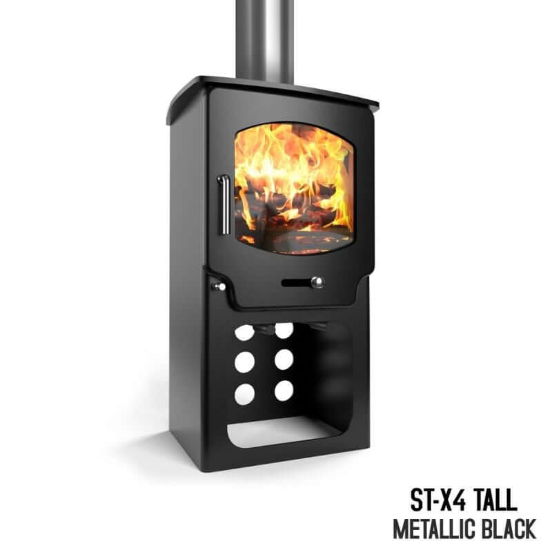 Saltfire ST-X4 Tall Multifuel Stove - Glowing Flame