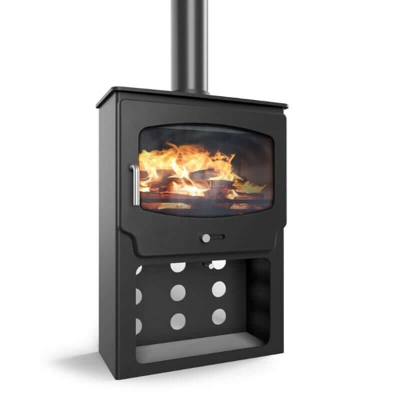 Saltfire ST-X Wide Tall Wood Burning Stove - Glowing Flame
