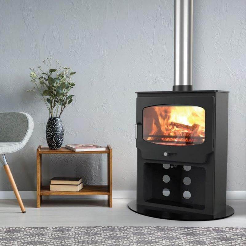Saltfire ST-X Wide Tall Multifuel Stove - Glowing Flame