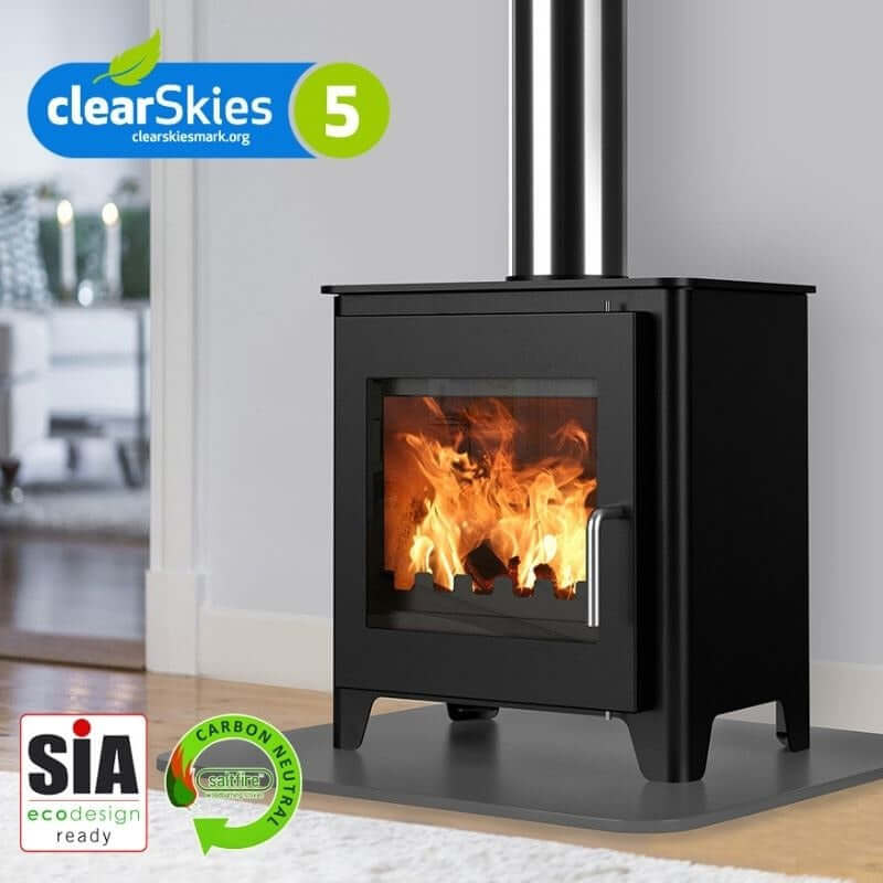 Saltfire ST-1 Vision Wood Burning Stove - Glowing Flame