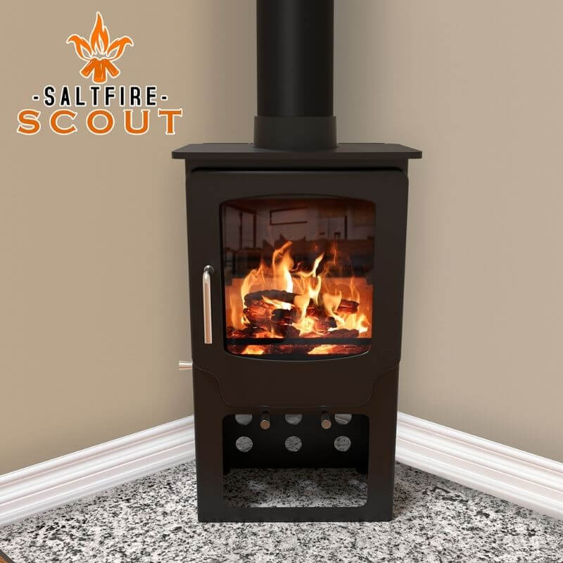 Saltfire Scout Tall Multifuel Stove - Glowing Flame