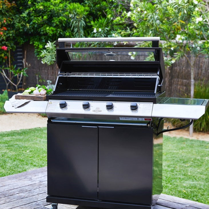 BeefEater 1200E Series - 4 Burner Gas Barbecue and Trolley in situ