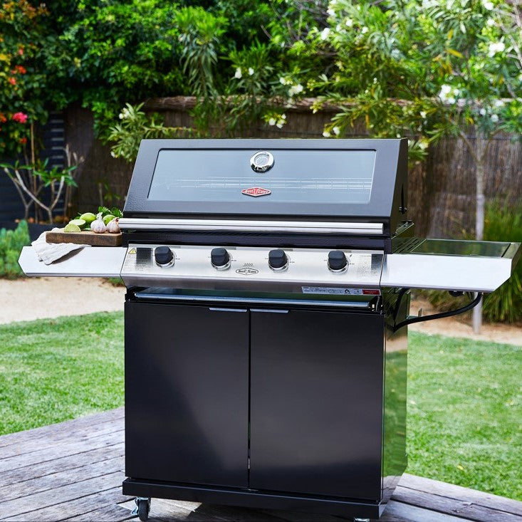 BeefEater 1200E Series - 4 Burner Gas Barbecue and Trolley in situ