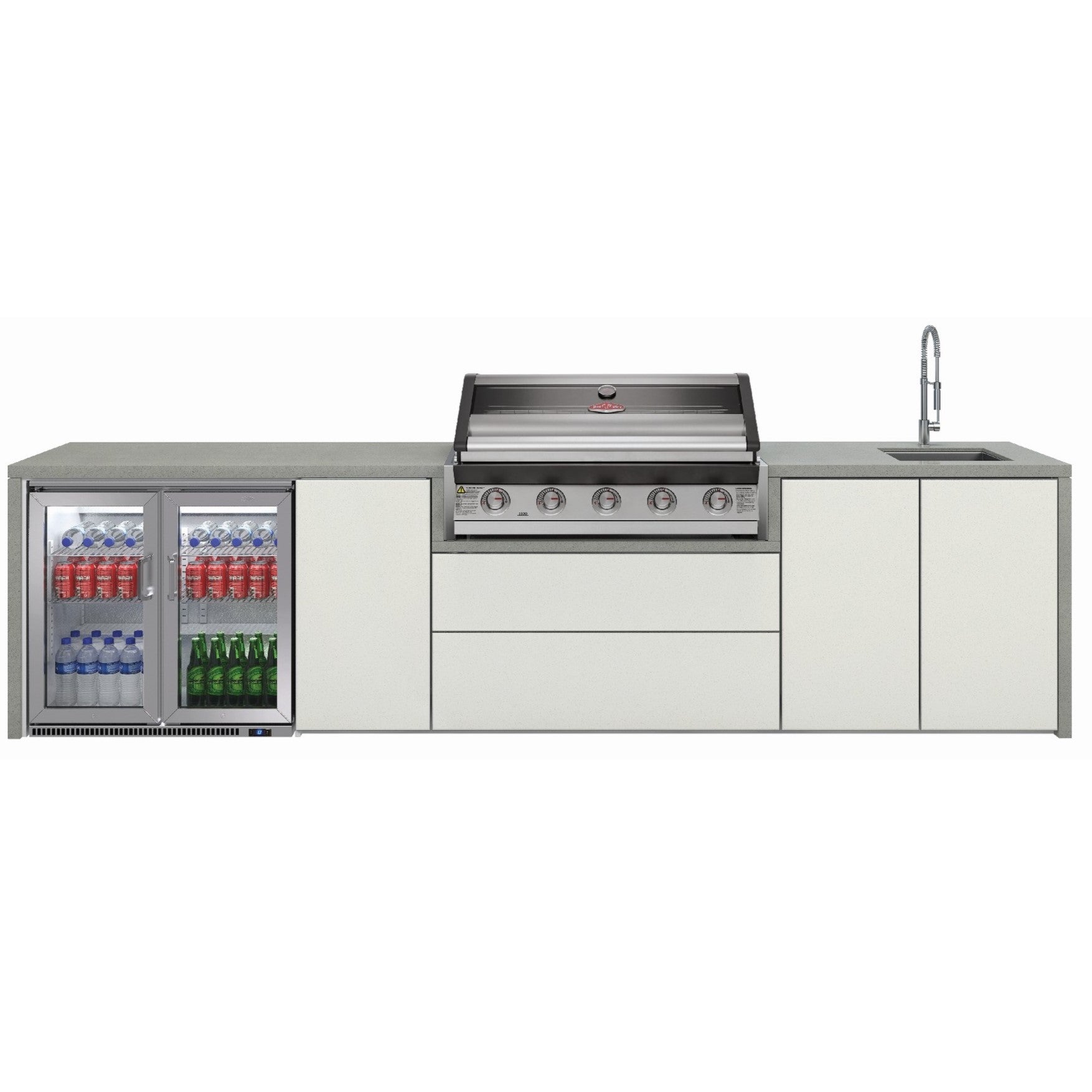 Harmony 5 Burner Alfresco Kitchen with Double Fridge and Sink and Tap