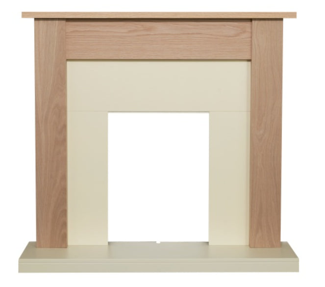 Adam Southwold Fireplace in Oak & Cream 43 inch - Glowing Flame