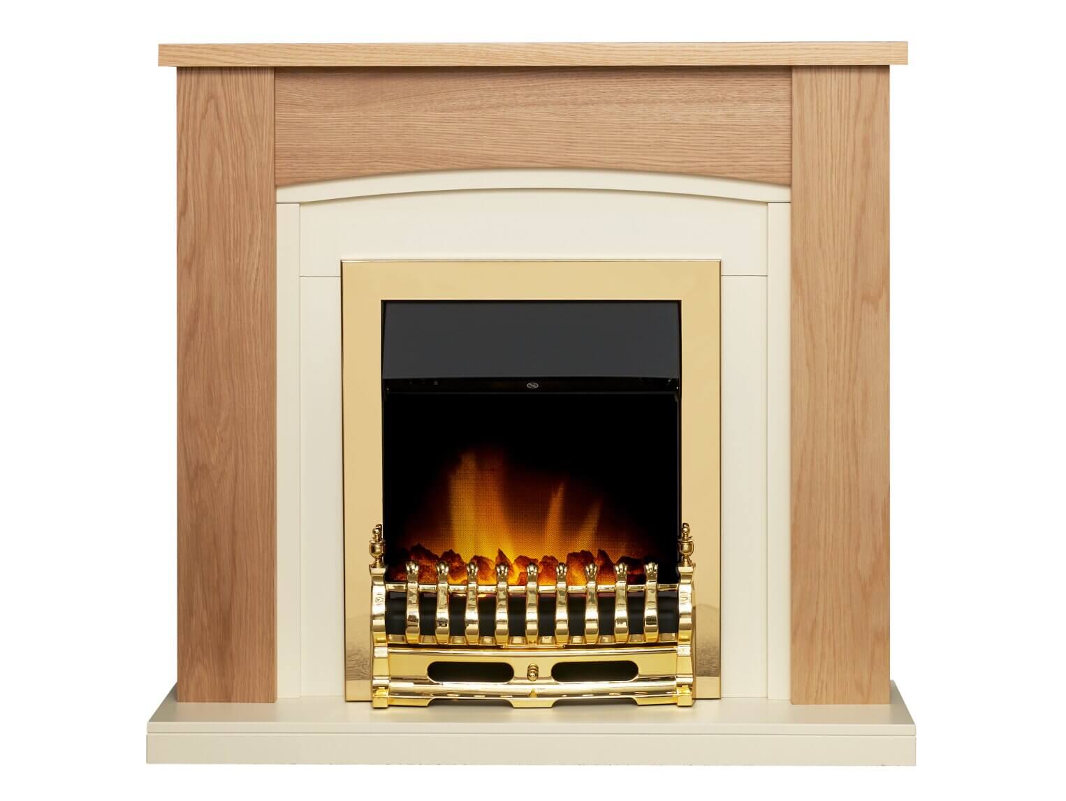 Adam Chilton Fireplace in Oak & Cream with Blenheim Electric Fire - Glowing Flames