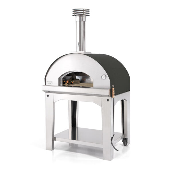 Fontana Forni Mangiafuoco Anthracite Wood Fired Pizza Oven Including Trolley