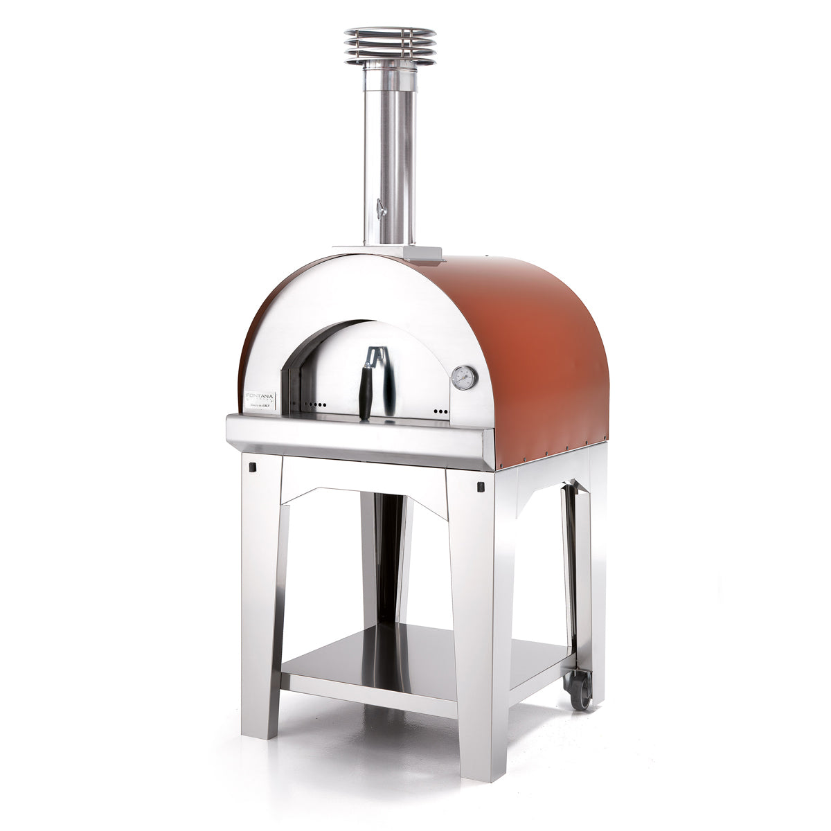 Fontana Forni Margherita Rosso Wood Pizza Oven Including Trolley