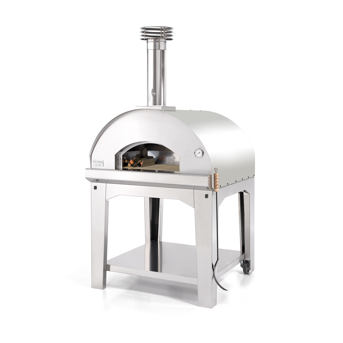 Fontana Forni Marinara Stainless Steel Wood Fired Pizza Oven Including Trolley