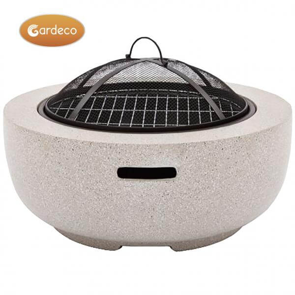 MGO Marbella round garden fire pit - Glowing Flames
