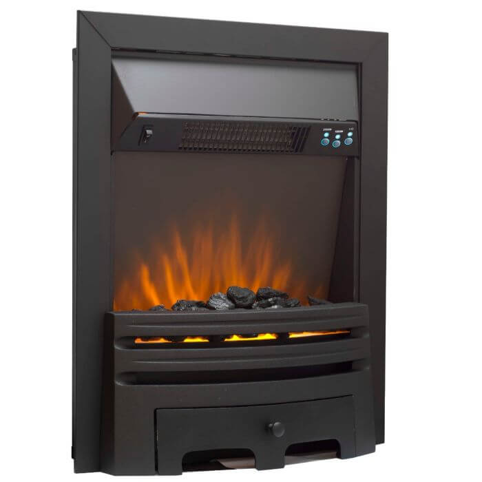 Glasson Electric Fire with Black Fret and Trim - Glowing Flame