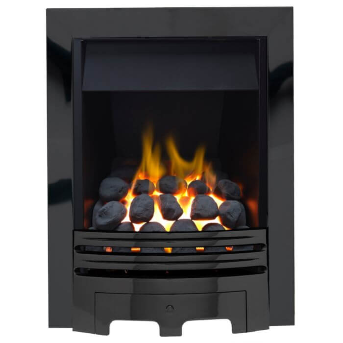 Glasson Coal Effect Gas Fire with Nickel Fret and Nickel Trim - Glowing Flame