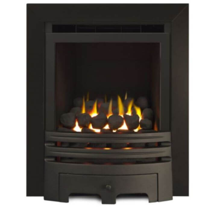 Glasson High Efficiency Coal Effect Gas Fire with Black Fret and Trim - Glowing Flame