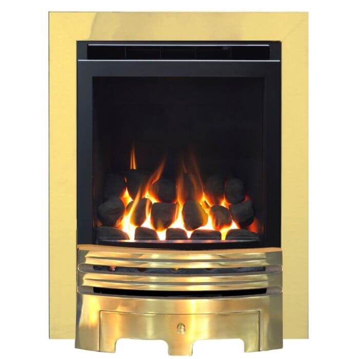 Glasson High Efficiency Coal Effect Gas Fire with Brass Fret and Trim - Glowing Flame