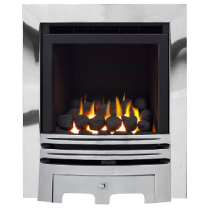 Glasson High Efficiency Coal Effect Gas Fire with Chrome Fret and Trim - Glowing Flame