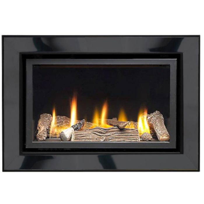 Sirocco Lakeland Black Gas Fire with Nickel Black Trim - Hole in the wall gas fire