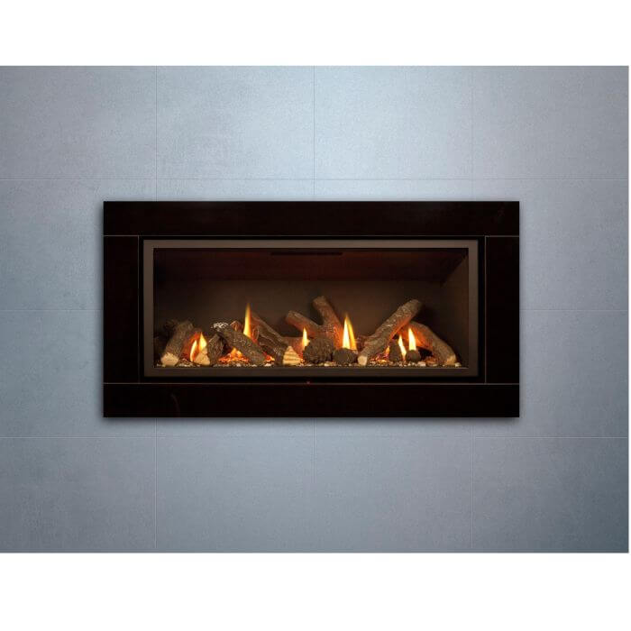Sirocco Black Gas Fire with Glass Frame and Remote Control - Hole in the wall gas fire