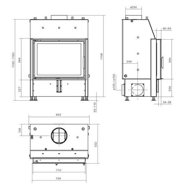 Woodfire EX12 Panorama Inset Boiler Stove